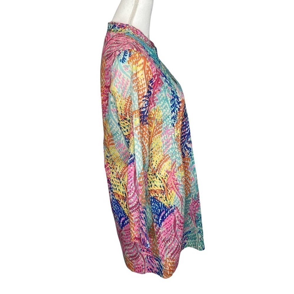 Lilly Pulitzer Sarasota Beaded Tunic Electric Feel Cameo White - Picture 3 of 15